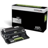 Lexmark 50F0Z00 imaging unit, black with green accents, 60000 pages, next to branded black and white box.