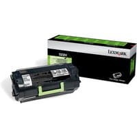 Black Lexmark 522H toner cartridge with green handle, next to branded packaging box.