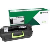 Black Lexmark 53B2000 toner cartridge with green handle, next to green and white branded box.