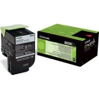 Lexmark 802K toner cartridge, black, with green and black packaging, detailed label on cartridge.