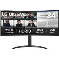 Curved LG 34" Wide Quad HD monitor, black frame, UltraWide display, HDR10, sRGB 99%, USB Type-C connectivity