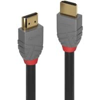 Gray Lindy 0.5m high-speed HDMI cable with gold-plated connectors and red accents on black cable.