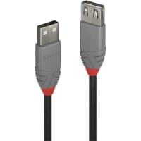 Gray Lindy 0.5m USB 2.0 Type A extension cable with red accents and black cord, Anthra Line design.