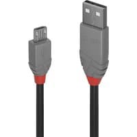 Gray Lindy 1m USB 2.0 Type A to Micro-B cable with red accents and black cord.