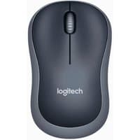 Black and grey Logitech M185 wireless mouse with scroll wheel and compact design.