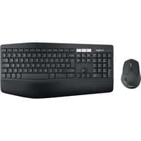 Black Logitech MK850 Performance wireless keyboard with cushioned palm rest and ergonomic mouse.
