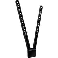 Black V-shaped Logitech TV mount bracket with adjustable holes for MeetUp conference camera.