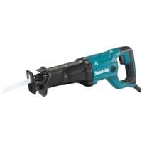 Makita JR3051TK240V reciprocating saw, teal and black, 1200W, with a visible blade and ergonomic handle.