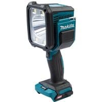 Makita ML007G 40V XGT cordless LED worklight with teal and black body, large square lens, and ergonomic handle.