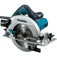 Makita circular saw with teal handle, silver blade guard, and black accents, 19cm blade, 5200RPM, 1200W.