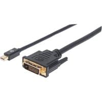 Black Manhattan Mini DisplayPort to DVI-D cable, 1.8m, with gold-plated connectors, supports 1080p@60Hz, male to male.