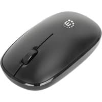 Black Manhattan MW3050 wireless optical mouse, 1200dpi, ambidextrous design, three buttons, scroll wheel, USB-A nano receiver.