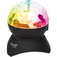 Black Manhattan disco light ball Bluetooth speaker with multicolored faceted dome and integrated controls.
