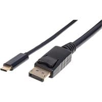 Black Manhattan USB-C to DisplayPort cable, 2m, male to male, with 4K@60Hz capability, non-bi-directional.