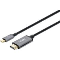 Black Manhattan USB-C to HDMI cable, 2m, with gold-plated connectors, supports 4K@60Hz, male to male.
