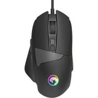 Black Marvo M411 Duke 60 gaming mouse with USB Type-A, optical sensor, RGB logo, and textured side grip.