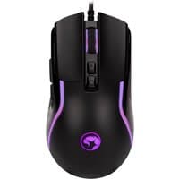 Black MARVO Scorpion M292-BK RGB wired gaming mouse with purple LED accents and ergonomic design.