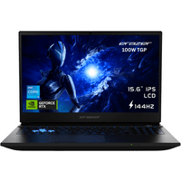 Black MEDION ERAZER Scout 15 laptop, 15.6" display, blue accents, Intel Core i5, RTX 5050, 144Hz screen.