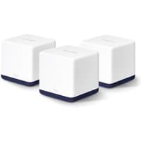 White Mercusys AC1900 mesh Wi-Fi system, three cube units with black bases and subtle branding on top.