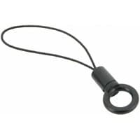 Black Mobilis 001091 mobile phone case accessory with a looped cord and circular attachment ring.