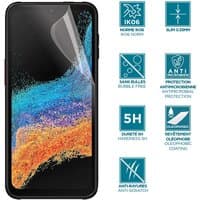 Clear Mobilis screen protector for Galaxy Xcover 7, anti-shock IK06, 6.6-inch, with antibacterial coating.