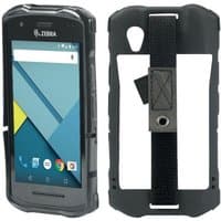 Black Mobilis 052040 handheld mobile computer case with reinforced edges and adjustable back strap.