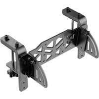 Black Moza clamp for TSW truck steering wheel, featuring a sturdy metal frame with adjustable brackets and bolt holes.