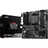 MSI B550M PRO-VDH motherboard, black micro ATX with heatsinks, AM4 socket, and multiple expansion slots.