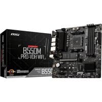 MSI B550M PRO-VDH WIFI motherboard, black micro ATX, AMD B550 Socket AM4, with heatsinks and multiple ports.