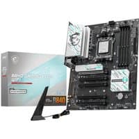 MSI B840 GAMING PLUS WIFI motherboard, black ATX with silver accents, AMD B840 Socket AM5, includes antenna.