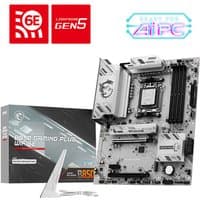 MSI B850 GAMING PLUS WIFI6E motherboard, ATX, silver and black design, AMD B850 Socket AM5, with heatsinks and slots.