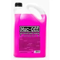 Pink 5L Muc-Off Nano Tech Bike Cleaner jug with black cap and handle, featuring bold black and white branding.