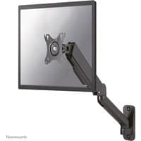 Black Neomounts gas spring monitor/TV wall mount, full motion arm, fits 17-32" screens, sleek design.