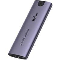 Purple Netac WH51 M.2 SSD enclosure with sleek design, black logo, and USB-C port.