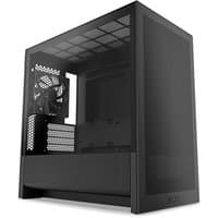 Black NZXT H9 H3 Flow Midi Tower with mesh front panel, tempered glass side, and rear cooling fan.