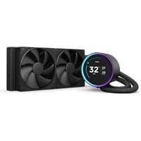 Black NZXT Kraken Elite 240 liquid cooler with dual 12 cm fans and circular RGB display on pump.