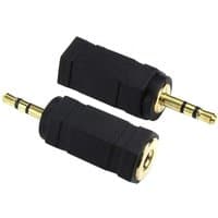 Black OEM 2.5mm to 3.5mm stereo adapter cable with gold-plated connectors and compact design.