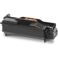 Black OKI printer drum with rectangular shape, orange handle, and connector ports on the side.