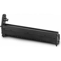 Black OKI 46484107 printer drum with rectangular shape and connector on one end, designed for laser printers.