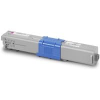Gray OKI 46508714 toner cartridge with blue center and magenta label on top.