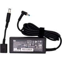 Black Origin Storage HP 65W AC adapter with 4.5mm connector, EU plug, and coiled cable.