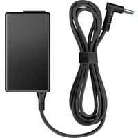 Black Origin Storage HP 65W AC adapter with 4.5mm connector and UK plug, featuring a long cable and compact design.