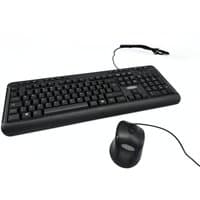 Black Origin USB keyboard with numeric keypad and wired black mouse with scroll wheel.