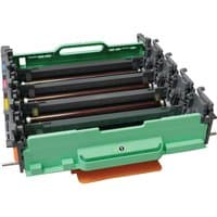 Brother DR320CL Drum Unit with green handle, black and colored rollers, and compact rectangular design.