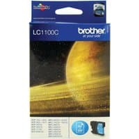 Brother LC1100C Cyan Ink Cartridge box with space-themed design and Brother logo.