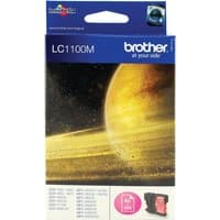 Brother LC1100M Magenta Ink Cartridge box with planet graphic, blue top band, and product details at the bottom.