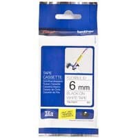 Blue and white Brother P-Touch TZEFX211 6mm flexible tape packaging, black on white label, hanging tab.