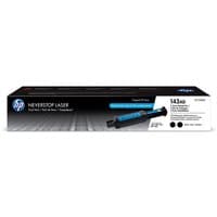 HP 143AD Black Toner Reload kit, dual pack, in a rectangular black and white box with blue accents.