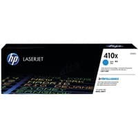 HP 410X Cyan Toner Cartridge in black box with blue accents and HP logo.