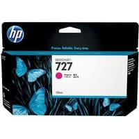 HP 727 Magenta Ink Cartridge, 130-ml, black box with blue butterflies and white label.